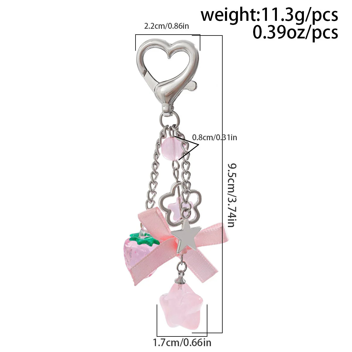 Y2K Fashion Flower Star Love Bow Strawberry Pendant Acrylic Keychain Student Women's Bag Backpack Pants Chain Accessories Econic Blanks