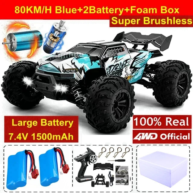 4WD Remote Control Car Off Road 4x4 RC High Speed Buggy Truck Super Brushless 50 or 80KM/H Fast Drift Racing Toy Kids Adults Econic Blanks