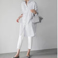 White Loose Long Sleeve Women's Shirt Lazy Design Sense Fashionable Midi New Style Button up Casual Office Wear Quick Pick Grocers