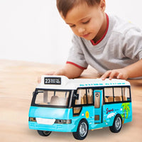 City Bus Toys Cars for Toddlers Cars for Boys Girls Pull Back Play Vehicle Bus Model with Sound Light Up & Open-able Doors Quick Pick Grocers