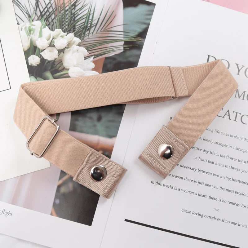 Elastic Belt Without Buckle Canvas Women Buckle Free Belt Ladies Jeans Pants Waist Lazy Belt Stretch No Buckle Invisible Belt Quick Pick Grocers