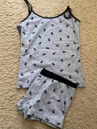 Strawberry Vest Shorts 2 Pieces Set Woman Eyelet Bow Slim Tank Top with Elastic Waist Patchwork Straight Short Pant Sweet Sets Quick Pick Grocers