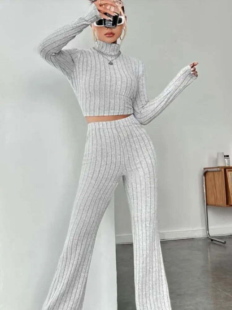 Stand Collar Navel T-shirt and Trumpet pants Quick Pick Grocers