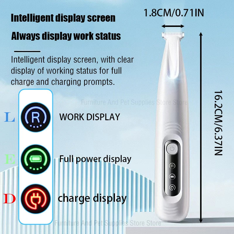 New Dog Paw Trimmer with LED Light Fully Waterproof Pet Hair Trimmer with LED Display Dog Clippers for Grooming 18mm Widen Blade Quick Pick Grocers