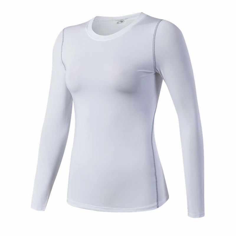 Base Layer Fitness Sport Shirt Quick Dry Women long Sleeves Top Gym jogging lady T-shirt Train Workout Clothing White Yoga Shirt Quick Pick Grocers