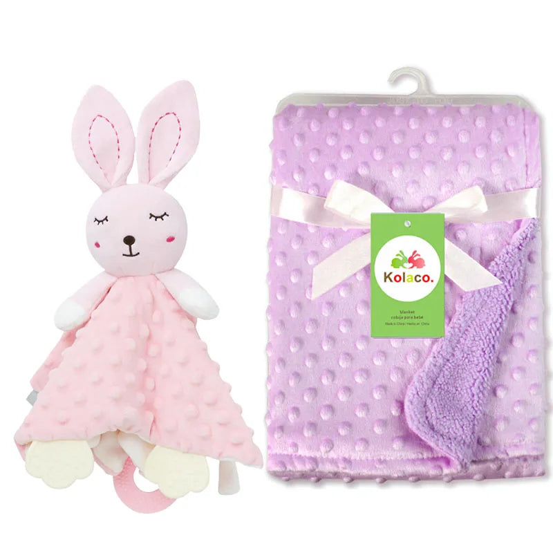 Personalized Newborn Baby Blanket with Name Custom Stroller Sleeping Dolls Animal Security Towel Gift Set for Baby Shower Gifts Purest Peak
