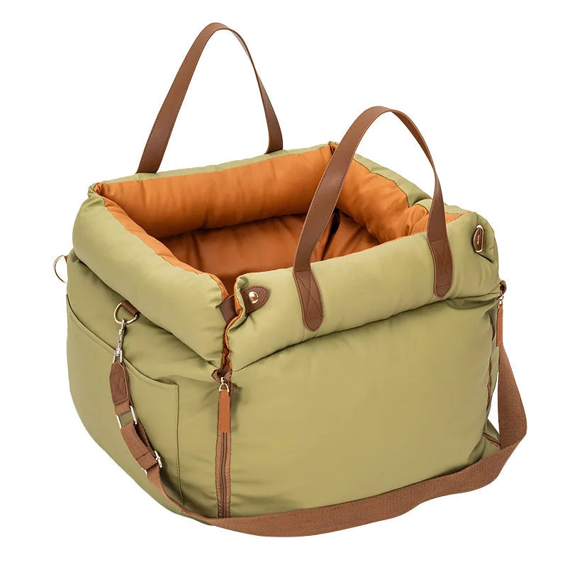 Dog Car Seat with Safety Belt - Non-Slip Pet Car Bed for Small Dogs, Washable Travel Carrier with Secure Straps for Safe Car Quick Pick Grocers