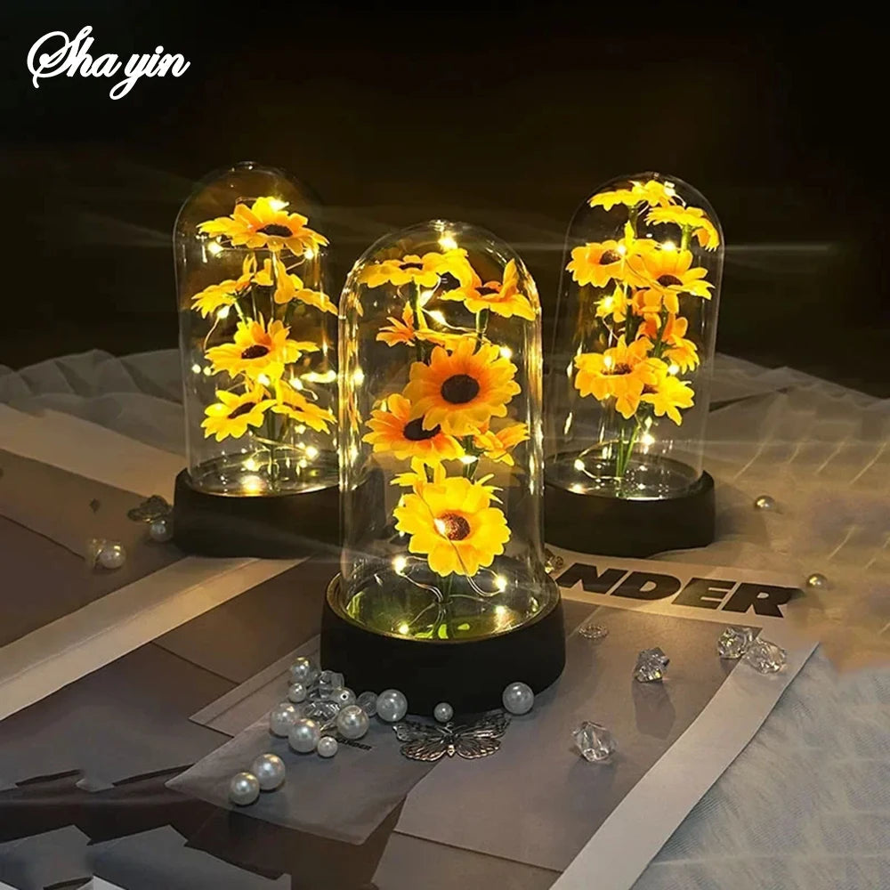Graduation season gift small sunflower plastic set Mother's Day send wife send mother Valentine's Day eternal flower gift Birthd Quick Pick Grocers