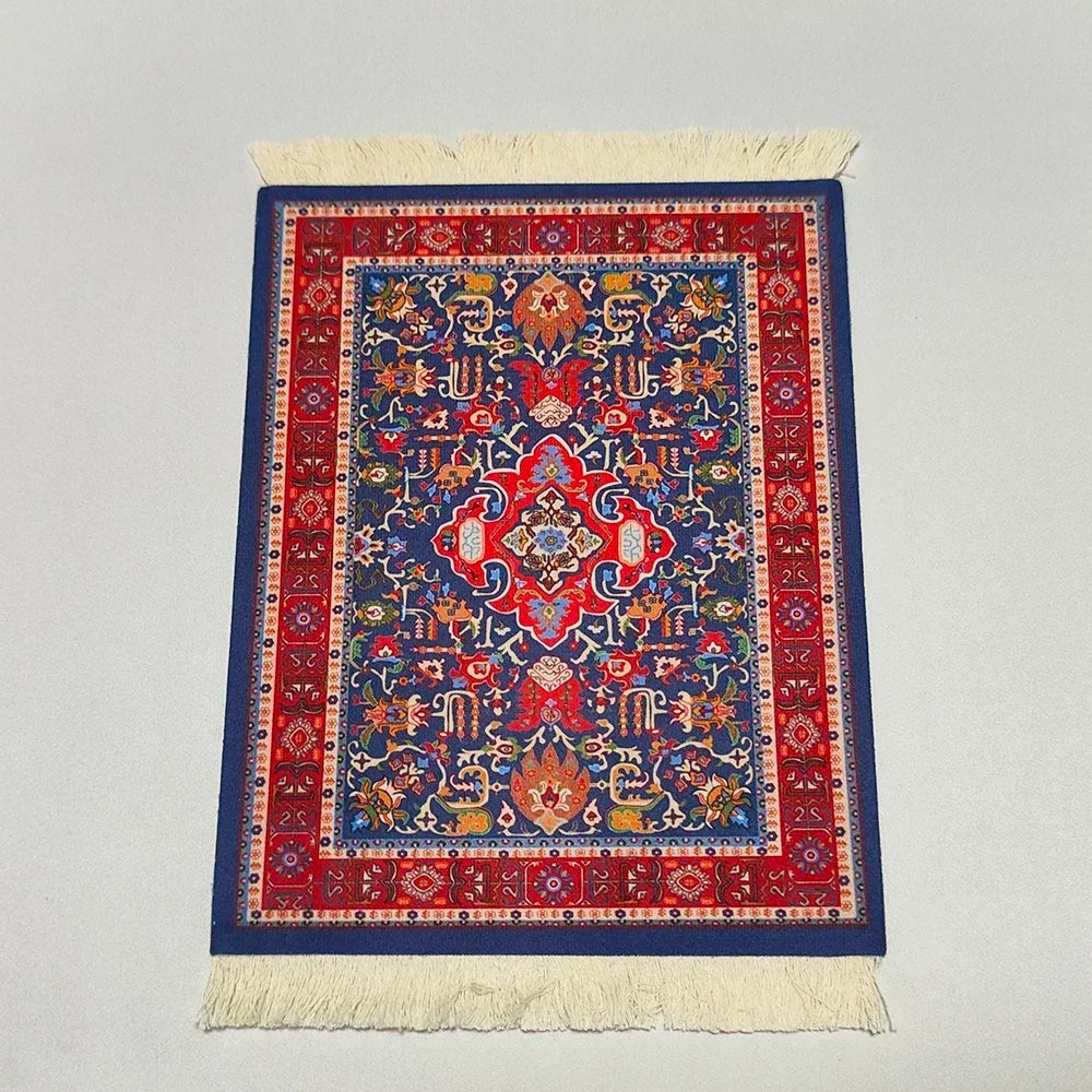 Woven flower Persian carpet small coaster wholesale merchants cheap mouse pad desk mat retro style rubber non-slip computer mats Quick Pick Grocers