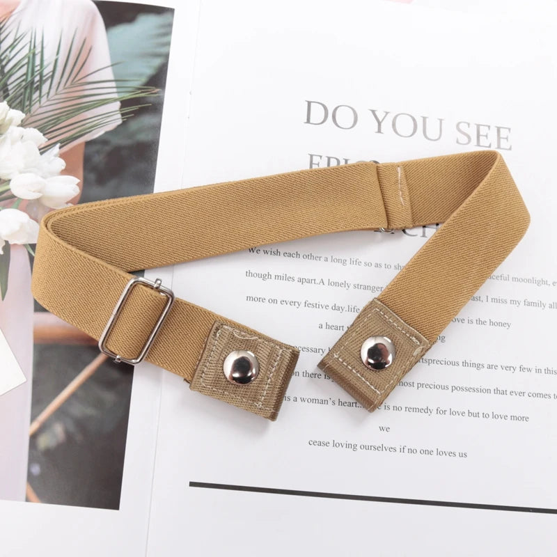 Elastic Belt Without Buckle Canvas Women Buckle Free Belt Ladies Jeans Pants Waist Lazy Belt Stretch No Buckle Invisible Belt Quick Pick Grocers