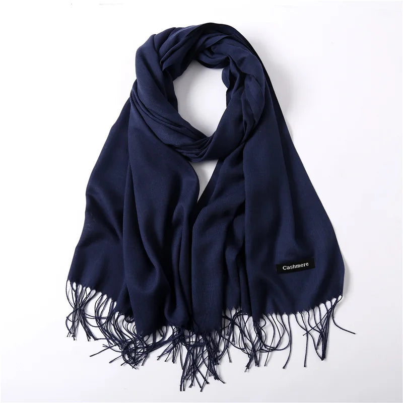 Fashion Solid Scarf Women Cashmere Soft Winter Warm Scarves Hijab Female Long Headband Shawl Wraps Bandana Foulard 2022 Echarpe Quick Pick Grocers