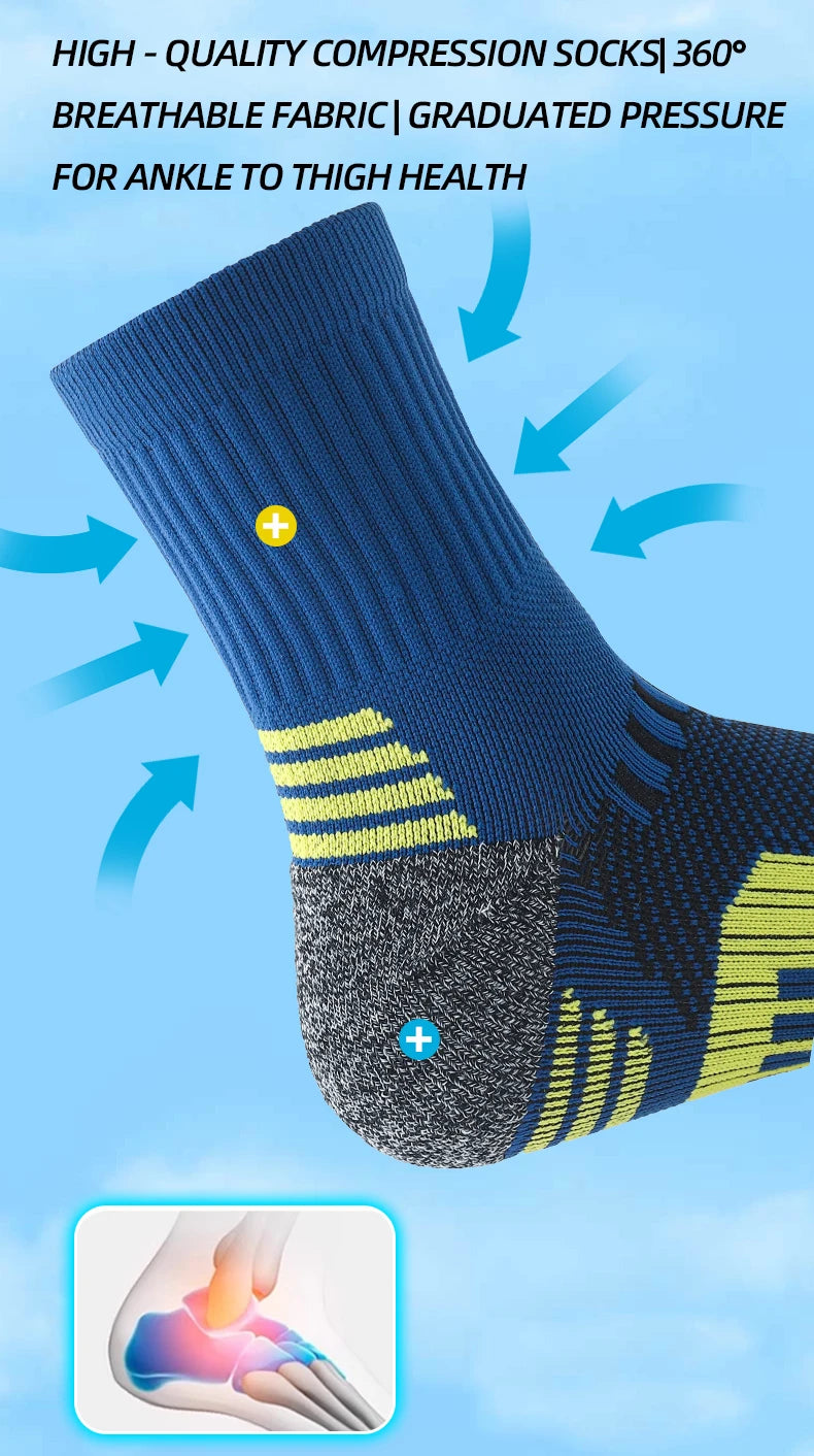 6/5/3 Pairs Men's Athletic Socks Sports Breathable Outdoor Running Compression Socks Cotton Training Long Black Stretch Socks Quick Pick Grocers