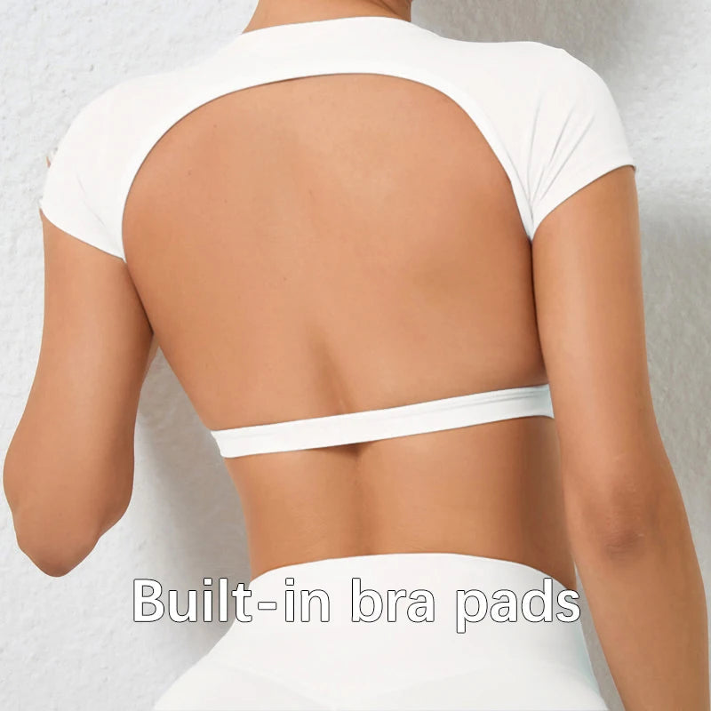 Hearuisavy Summer Sports Shirts Breathable Workout Tops Fitness Sportswear Backless Yoga Clothing Sport Crop Tops Women Gym Top Quick Pick Grocers