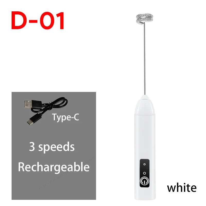 UPGRADED Electric Coffee Frother/MILK Whisk+Egg Beater MINI Food Blender USB Rechargeable Handheld Three Speeds Espresso Tools Quick Pick Grocers