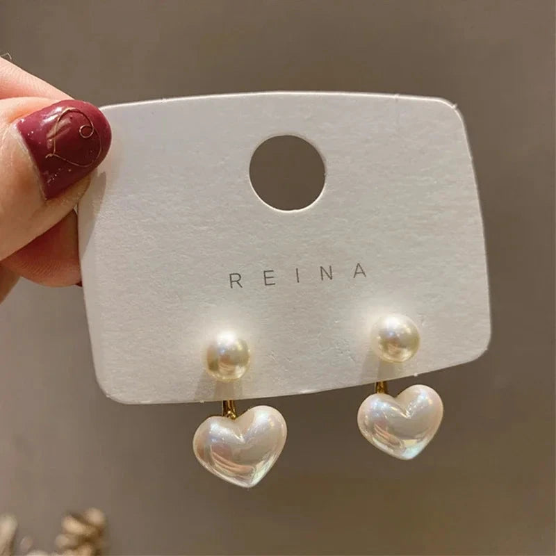New Fashion love Heart Pearl Earrings for Women Sweet Elegant Temperament Drop Earring Trend Jewelry Accessories Econic Blanks
