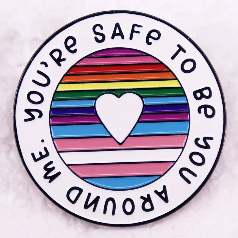 Rainbow LGBT Encourage Letters Metal Enamel Badge Gay Lesbian Asexual Transgender Adaptive Lapel Pin Jewelry Gifts Accessories Quick Pick Grocers