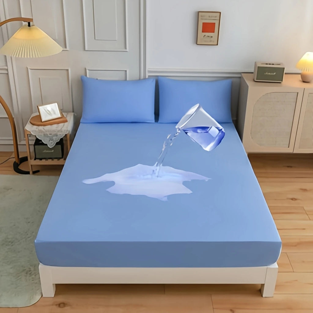 Kuup Safe Waterproof Mattress Protector, Soft Comfortable Breathable Solid Color Bedding Mattress Cover Fitted, No Pillowcases Quick Pick Grocers