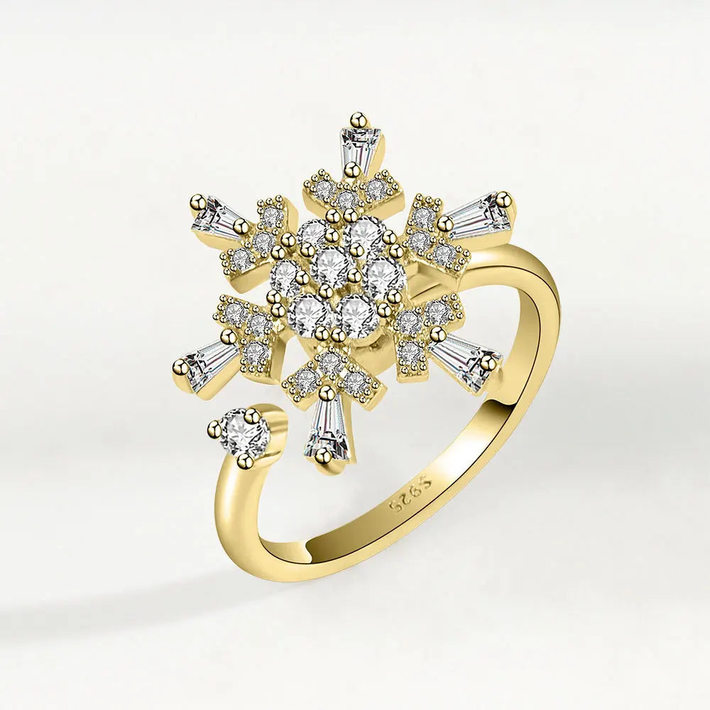 VENTFILLE 925 Sterling Silver Sunflower Diamond Zircon Rotatable Ring For Women Gift Relieve Stress Ring Jewelry Wholesale Quick Pick Grocers