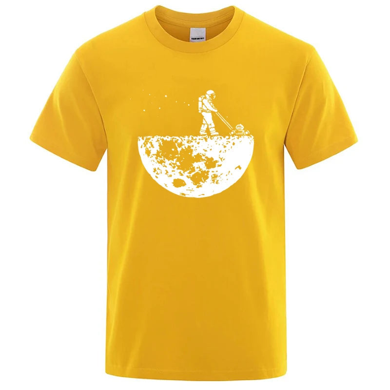 Men T-shirt High Quality Funny Cotton Blend Lunar Cleaner Printing Casual Cool Loose O-neck Male  for MenT-shirt Hip Hop Tees Quick Pick Grocers
