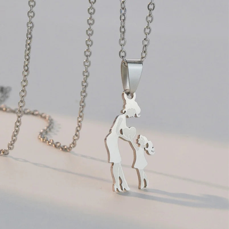 Girls Boy Children Stainless Steel Family Necklaces Mama Pendants Necklace Birthday Gifts For Women Jewelry Mother's Day Jewelry Quick Pick Grocers