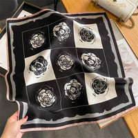 2025 Fashion 100% Real Silk Scarf 53cm Square Bandelet Women's Silk Temperament Small Scarf Neck Decorative Wrap Printed Scarves Quick Pick Grocers