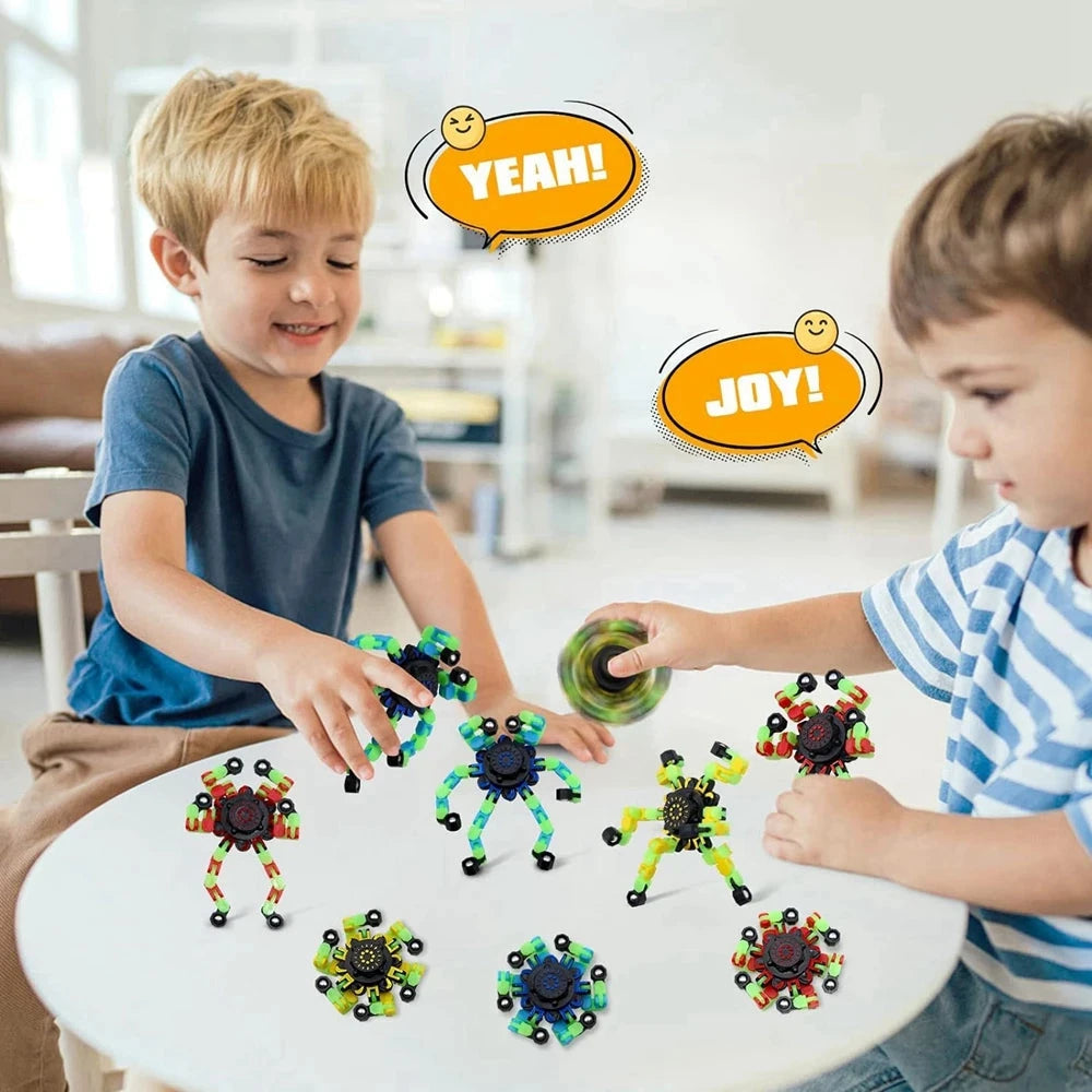 4Pcs Fidget Spinners Glow in The Dark Fingertip Gyro DIY Deformable Robot Funny Sensory Toys Decompression Spinner Party Favors Econic Blanks
