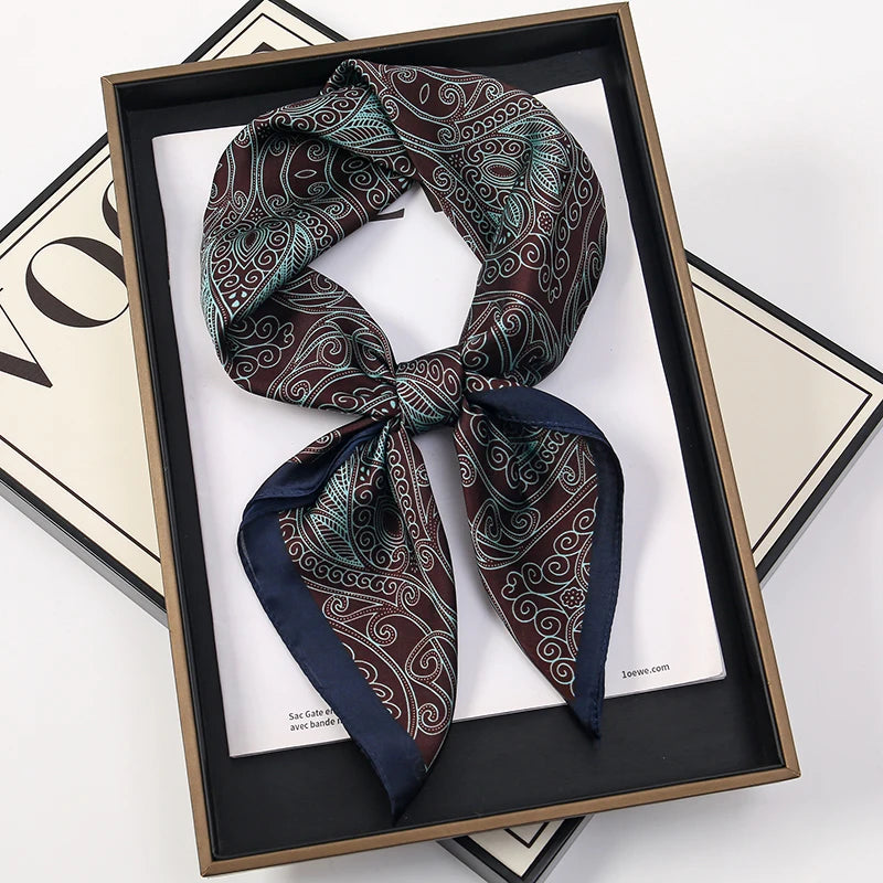 Bohemian Style Print Luxury Brand Silk Square Scarf Women Satin Shawls Neckerchief Wrap Scarves Bandana Hair Hjiab Floral Quick Pick Grocers