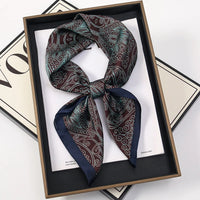 Bohemian Style Print Luxury Brand Silk Square Scarf Women Satin Shawls Neckerchief Wrap Scarves Bandana Hair Hjiab Floral Quick Pick Grocers