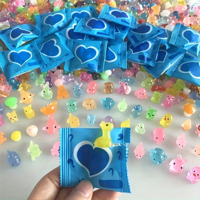 10/30/60PCS Mini Surprise Blind Bags Luminous Animal Figurines Miniature Mystery Bag For Potted Dollhouse Fairy DIY Garden Decor Quick Pick Grocers