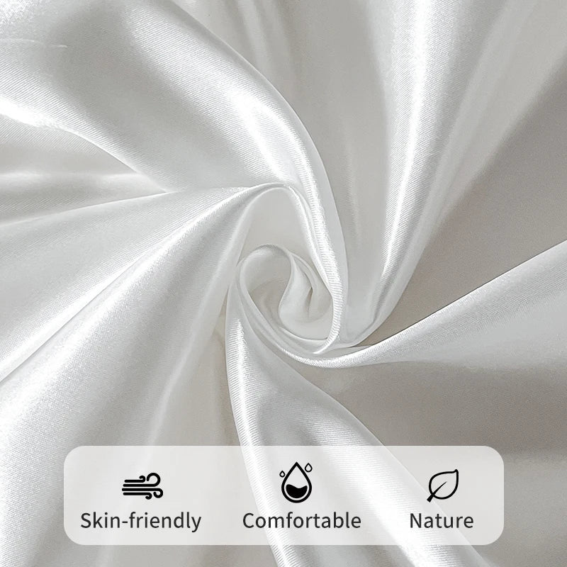 Satin Elastic Fitted Sheet Solid Mattress Cover 360 Band Bed Sheet for Single Double Couple King Queen Full Twin Bedsheet Quick Pick Grocers