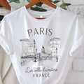 90s T Shirt Paris Women Print T-shirt Girl Short Sleeve Crew Neck Casual Top for Summer Spring Women's Clothing Quick Pick Grocers