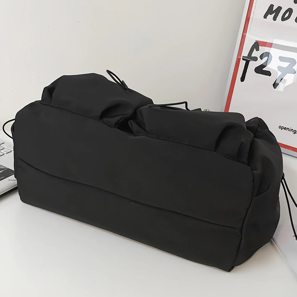 Fashionable Crossbody Bag with Drawstring Accent - Spacious & Secure Zipper Closure - Includes Stylish Bag Charm Quick Pick Grocers