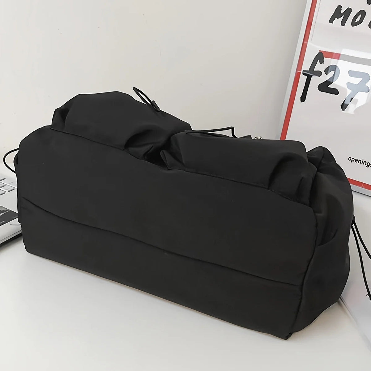 Fashionable Crossbody Bag with Drawstring Accent - Spacious & Secure Zipper Closure - Includes Stylish Bag Charm Quick Pick Grocers