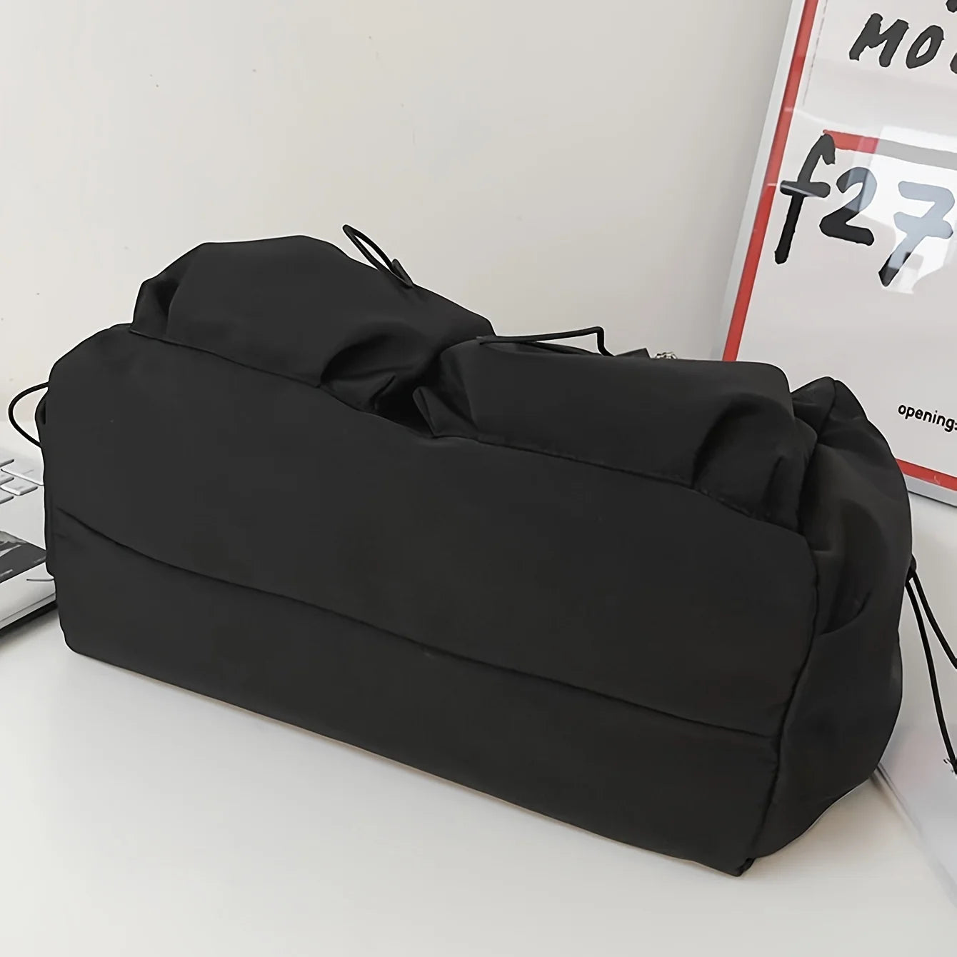 Fashionable Crossbody Bag with Drawstring Accent - Spacious & Secure Zipper Closure - Includes Stylish Bag Charm Quick Pick Grocers
