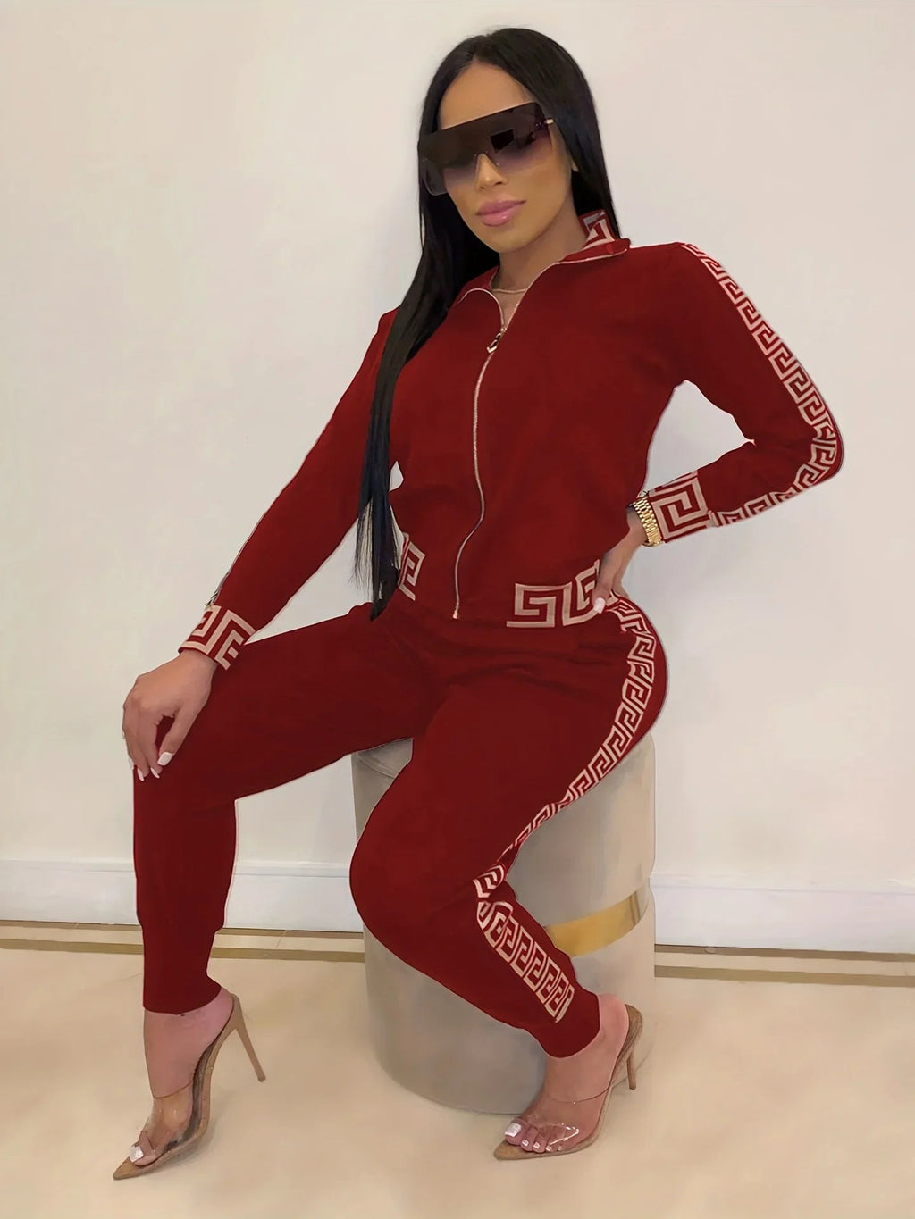 2024 Europe And The United States New Style Leisure Printing Stitching Two-piece Suit Quick Pick Grocers