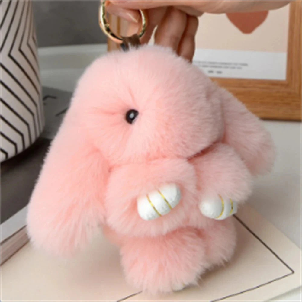 15cm Rabbit Fur Keychain Women Bag Car Key chain Pendant Decoration Jewelry Bags Hangings Accessories Gifts Econic Blanks