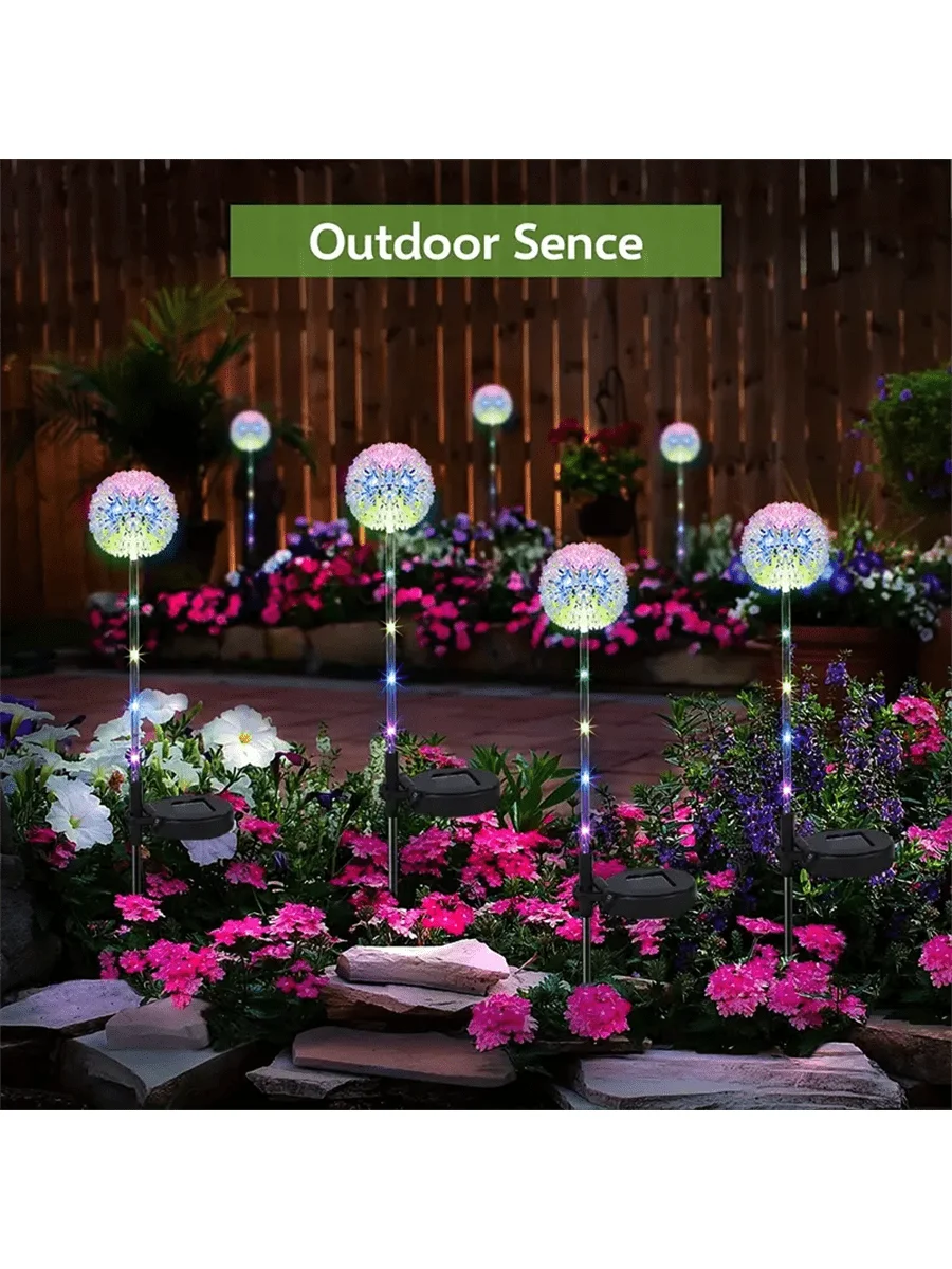 1PC/2PC 1 head/3 head solar LED dandelion outdoor ground mounted light,suitable for courtyard,garden,and landscape decoration Quick Pick Grocers
