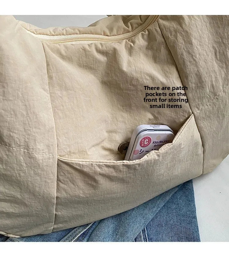 Trendy Women's Soft Cloth Shoulder Bag Solid Color Student 2026 Spring Y2k Casual Style Big Handbags Crossbody Bags for Women Quick Pick Grocers