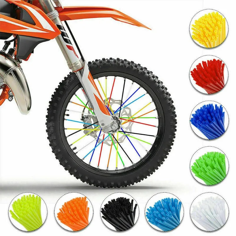 72pcs Bicycle Wheel Spoked Protector Wraps 24cm Wheel Rim Spoke Wrap Kit for Motorcycle Bike Color Rims Skin Trim Covers Pipe