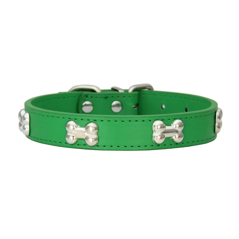 Bone Leather Durable Pet Dog Collars Puppy Pug Collars for Small Large Dog Chihuahua Cat Accessories Pet Collar for Small Dogs Quick Pick Grocers