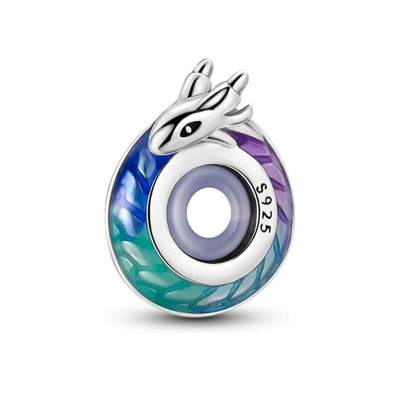 100% 925 Sterling Silver Rainbow Zircon Colorful Butterfly Dragon Shaped Silicone Stopper Charms Beads Fit DIY Bracelets Jewelry Econic Blanks