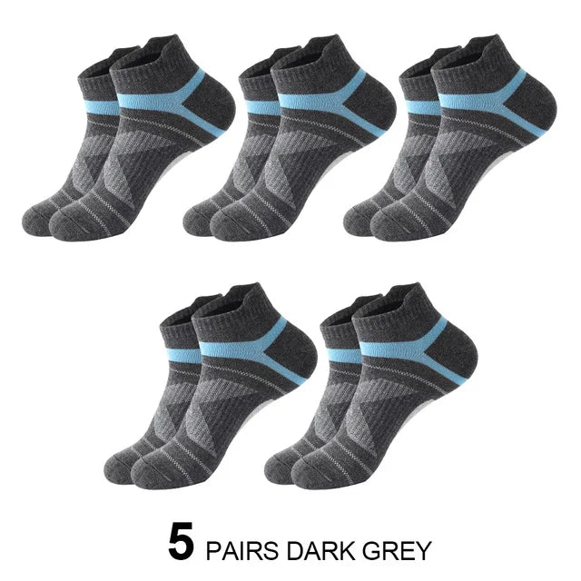 5 Pairs High Quality Socks Men Summer Outdoor Casual Cotton Socks Short Breathable Black Ankle Socks Run Sports Socks Size 38-45 Quick Pick Grocers