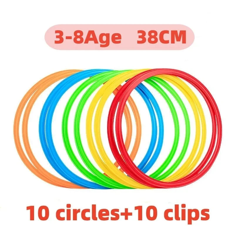 Outdoor Kids Funny Physical Training Sport Toys Lattice Jump Ring Set Game with 10 Hoops 10 Connectors for Park Play Boys Girls Quick Pick Grocers