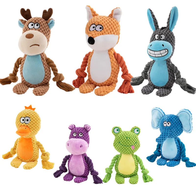 Stuffed Raw Small Joint Dog Plush Chew Toy Indestructible Bite Resistant Sound Puppy Squeaker Dogs Rattle For Pet Toys Supplies Quick Pick Grocers