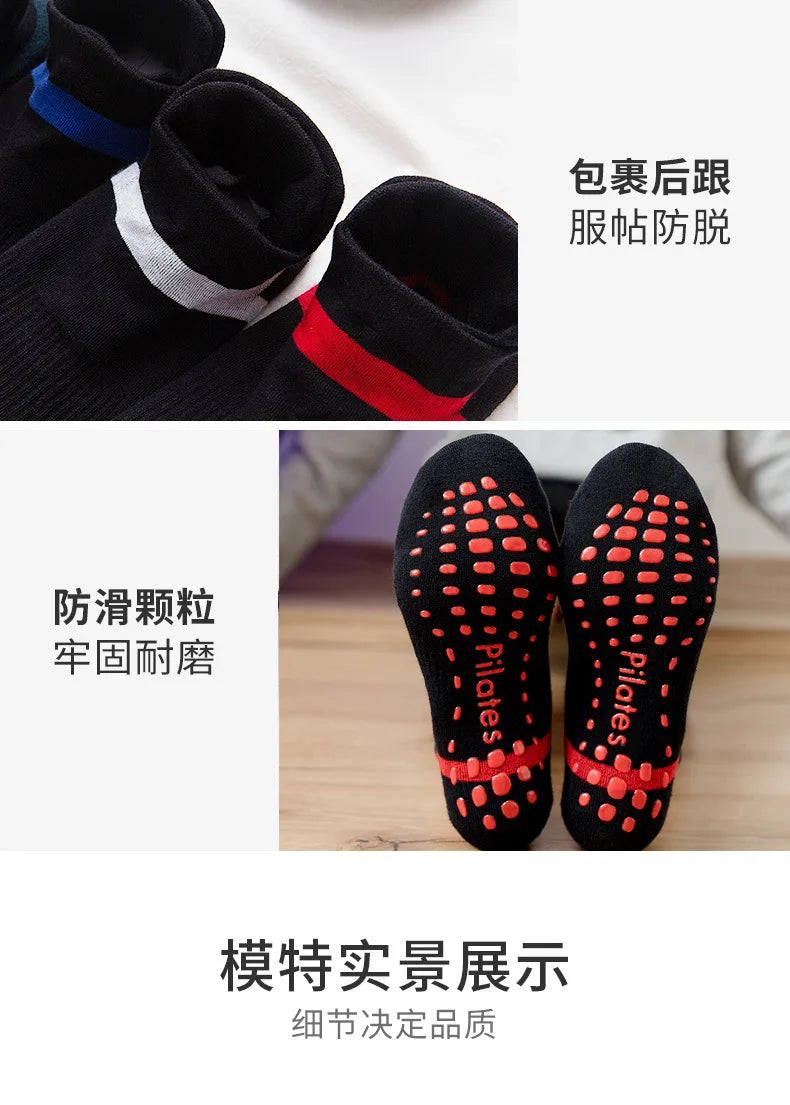 Yoga Socks Men Women Professional Silicone Non-slip Pilates Socks Large Size Indoor Floor Gym Fitness Cotton Dance Sports Socks Quick Pick Grocers