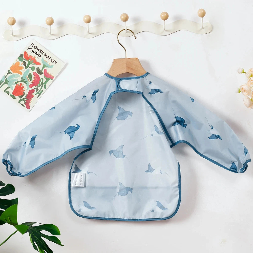Elinfant 1PC Long Sleeve Bibs, Waterproof Feeding Bibs,Washable Burp Cloth,Coveralls Bibs,Easy To Clean,Wash-Free Eating Bibs Econic Blanks