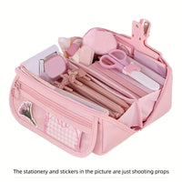 Large Capacity Pencil Case Organizer - Multi-Compartment Desktop Storage for School & Office Supplies ( Pink/Purple/Black) Quick Pick Grocers