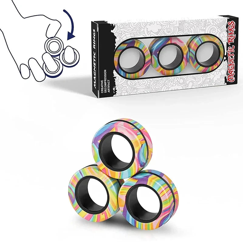 Magnetic Rings Fidget Toy Set Adult Fidget Magnets Spinner Rings Fidget Pack Great Gift for Adults Teens Kids (3PCS) Econic Blanks