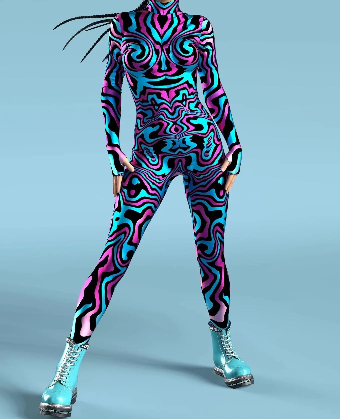 Colorful Rainbow Abstract Geometry 3D Print Women Sexy Skinny Jumpsuit Carnival Holiday Party Cosplay Costumes Fancy Bodysuit Quick Pick Grocers