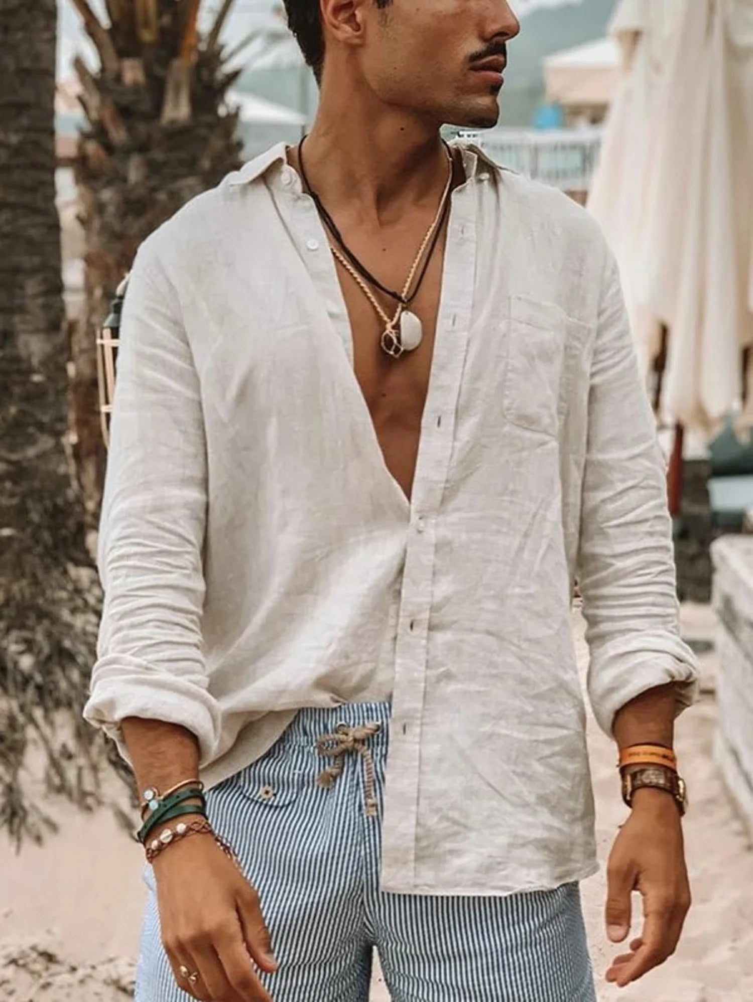Men's casual fashion solid color thin long-sleeved shirt, lapel cardigan, suitable for outdoor activities Quick Pick Grocers